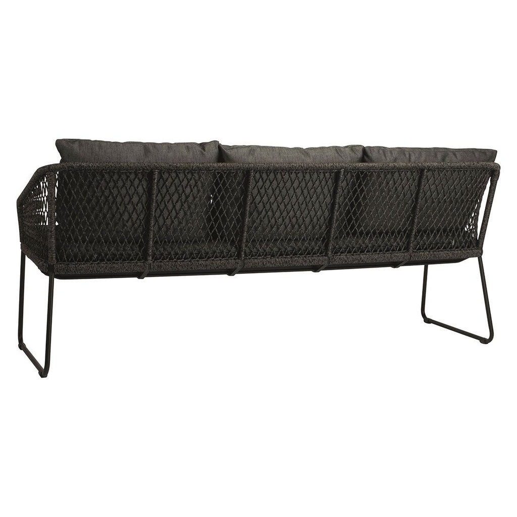 Spisesofa ute Odea aluminium tau 197 cm svart detalj av tau