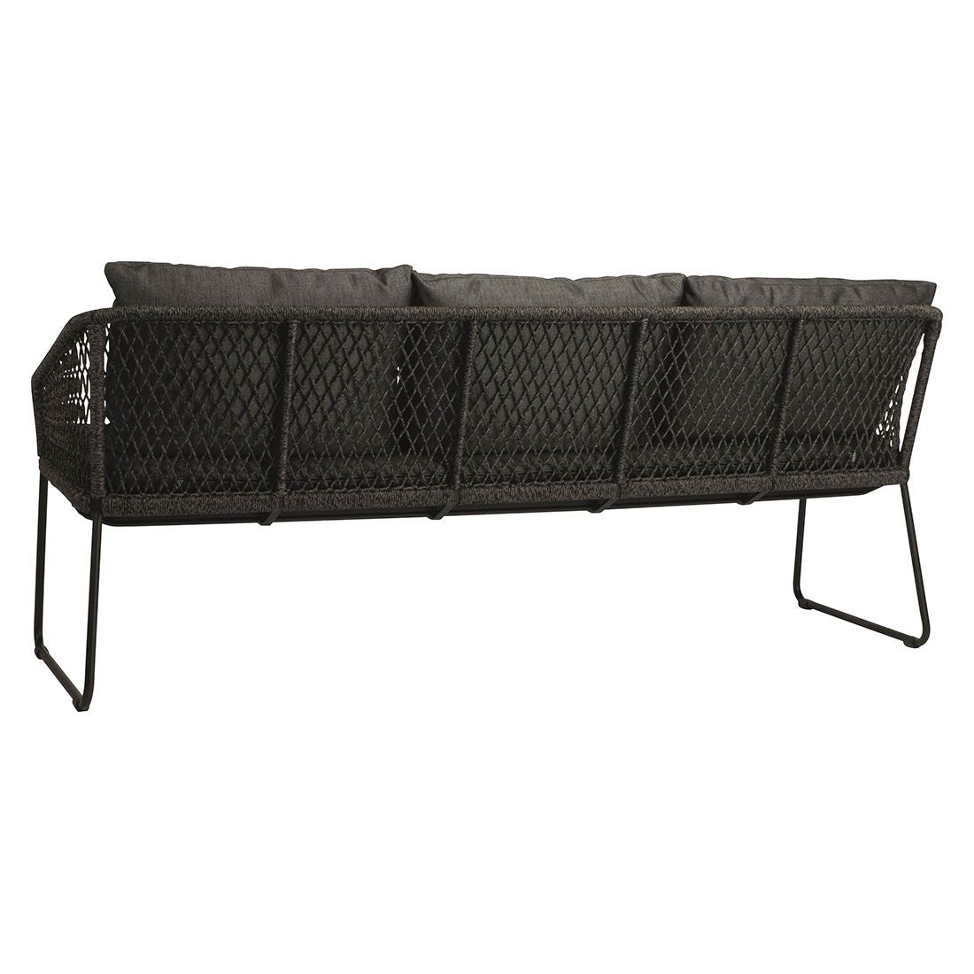 Spisesofa ute Odea aluminium tau 197 cm svart detalj av tau