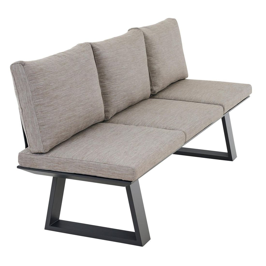 Spisesofa ute Repton aluminium/Texfabric 195 cm montert på terrasse