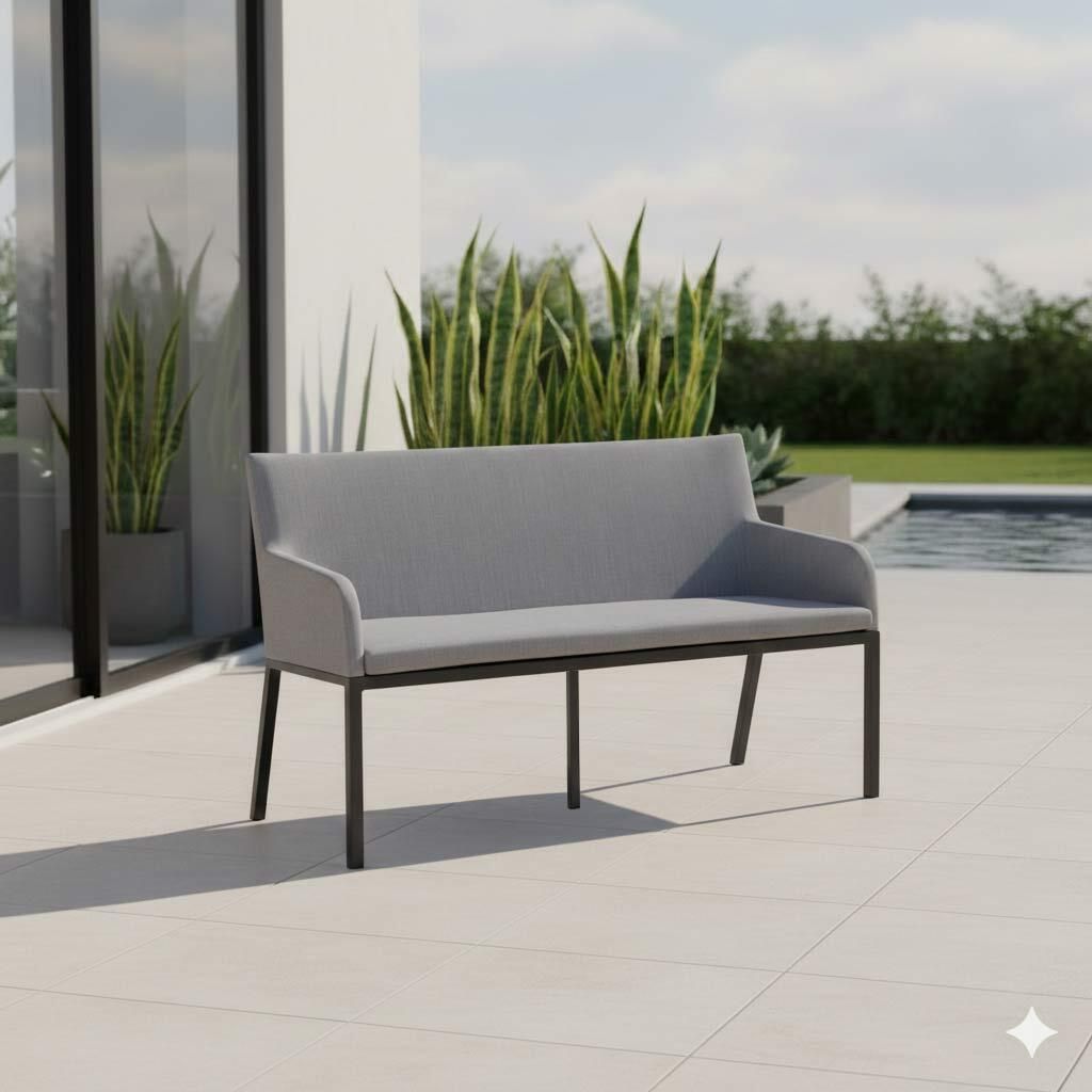 Spisesofa ute Ricardo aluminium 138x63 cm forfra