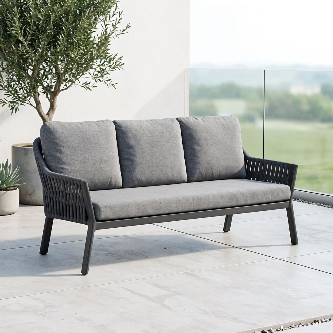 Spisesofa ute Sofano aluminium tau olefin 171 cm forfra