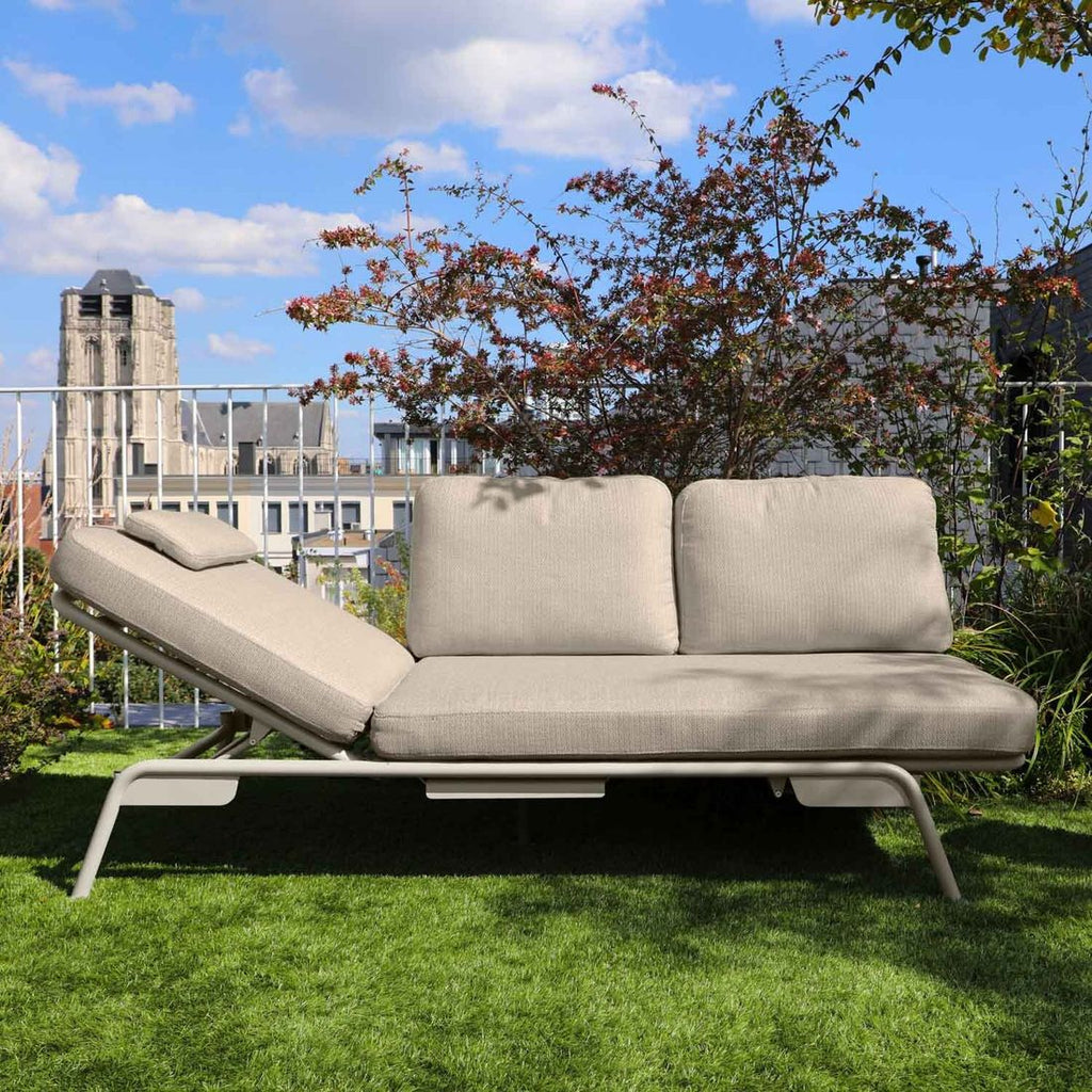 Spisesofa ute Somerset aluminium olefin 199 cm med maritim stil