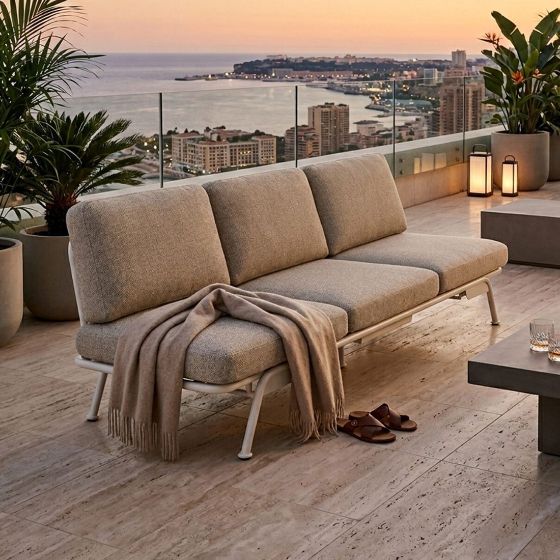 Spisesofa ute Somerset aluminium olefin 199 cm bakside