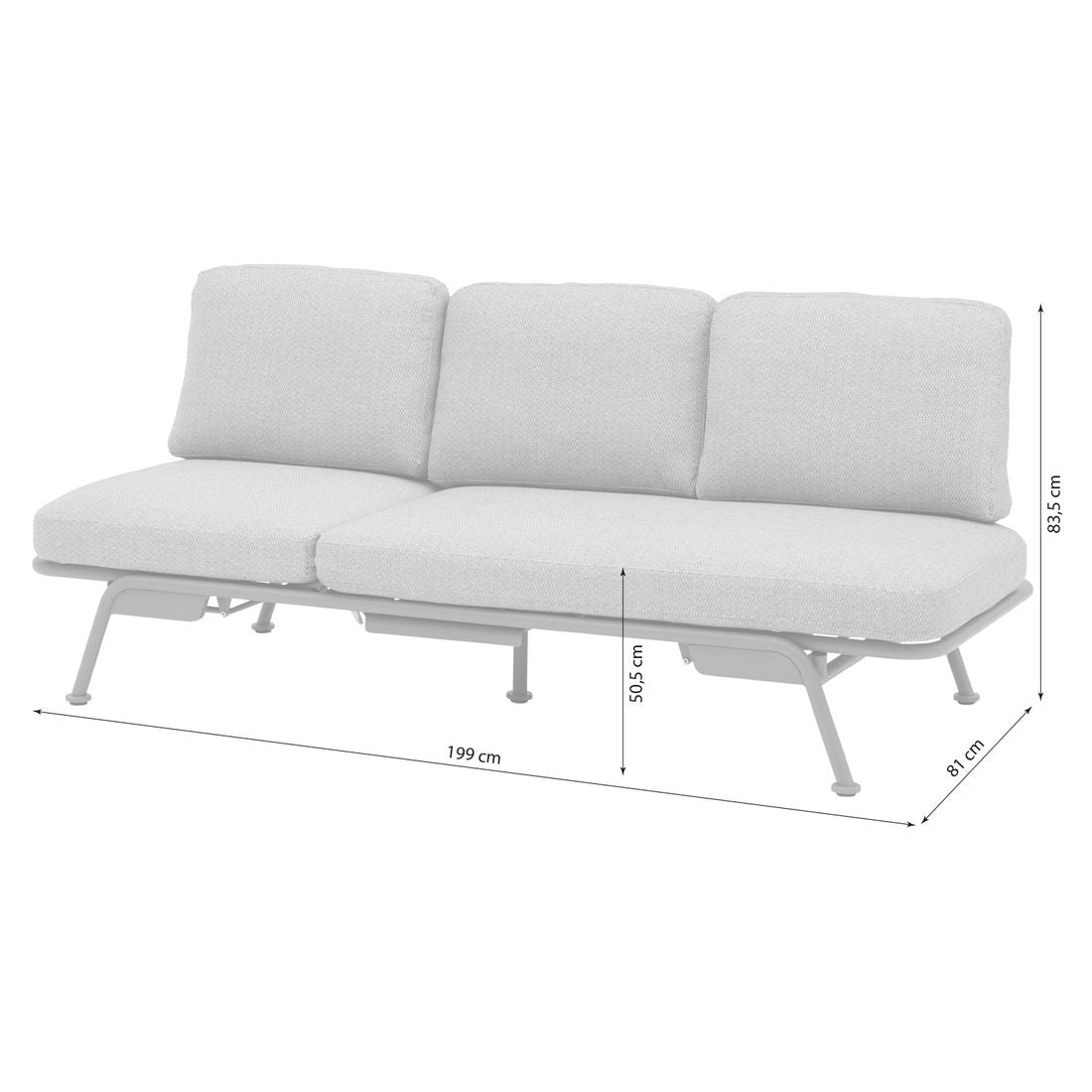 Spisesofa ute Somerset aluminium olefin 199 cm montert på terrasse