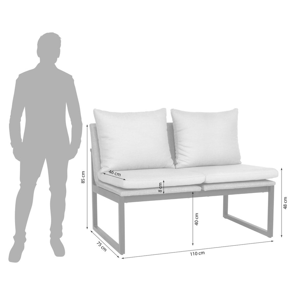 Detalj av tekstilene stoff på Spisesofa ute Tammo aluminium/textilen 110 cm