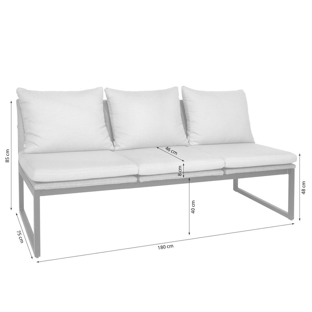 Detalj av Spisesofa ute Tammo aluminium/textilen 180 cm tekstilene