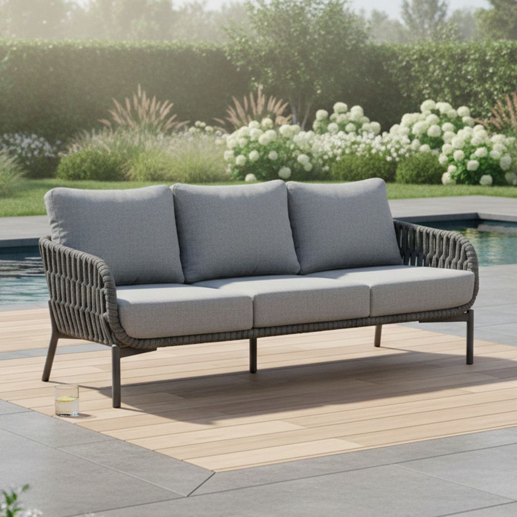 Spisesofa ute Terano low dining aluminium tau 204 cm forfra
