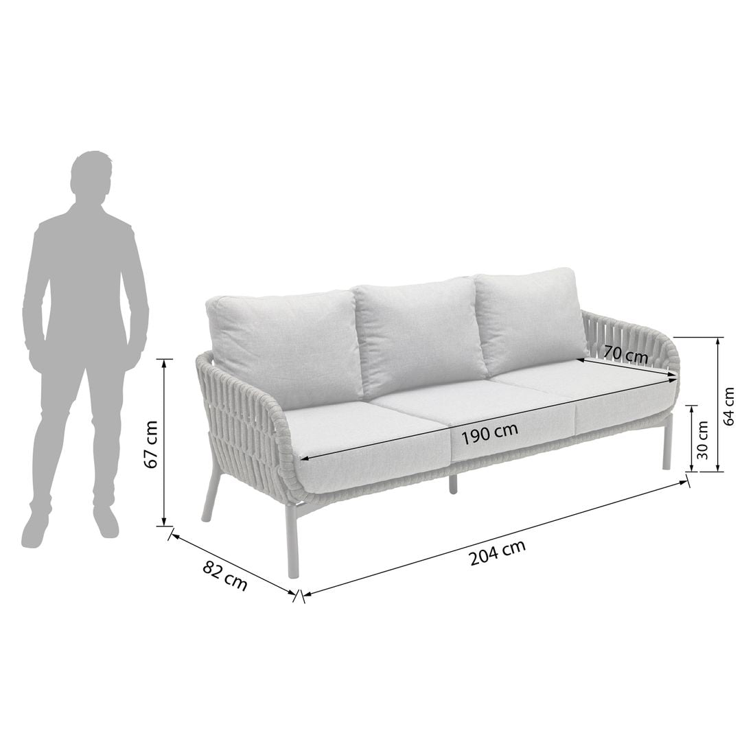 Detalj av Rope materiale på Spisesofa ute Terano low dining