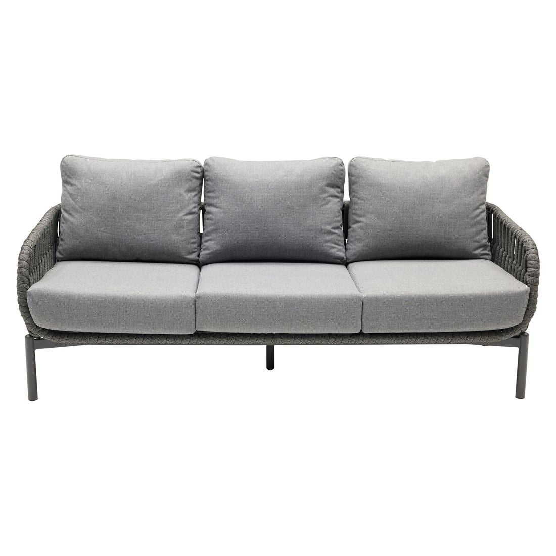 Montert Spisesofa ute Terano low dining aluminium tau på terrasse
