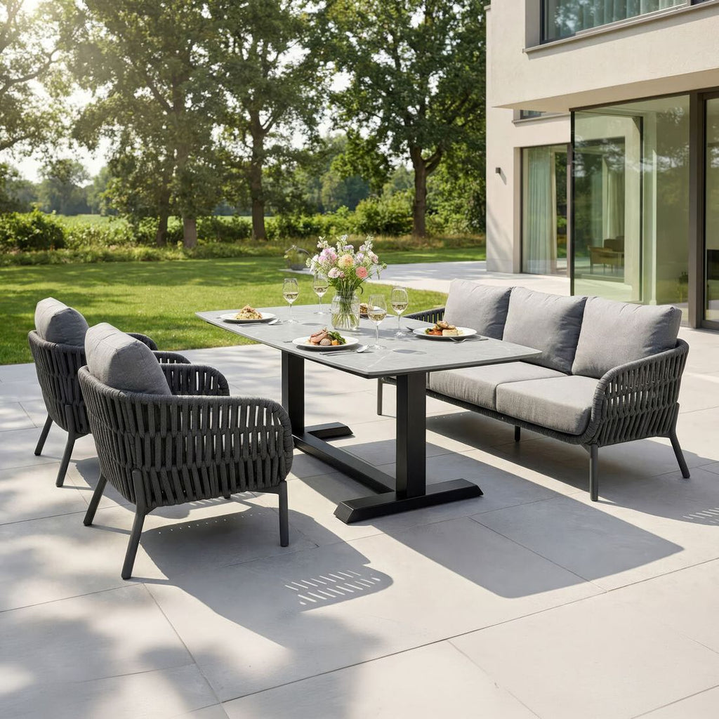 Spisesofa ute Terano low dining aluminium tau i hage miljø