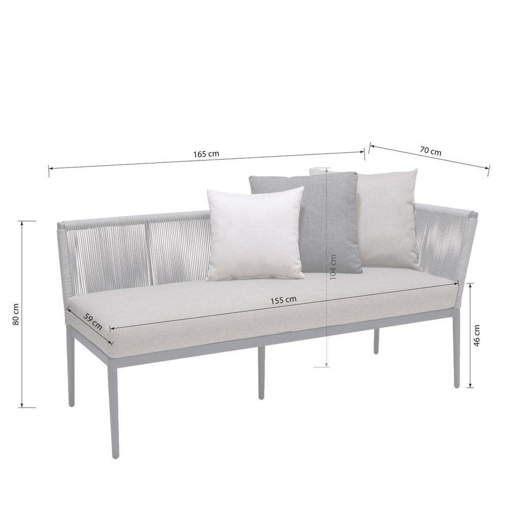Spisesofa ute Topaz aluminium tau olefin detalj av tau og ramme