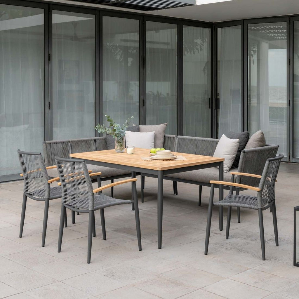 Spisesofa ute Topaz aluminium tau olefin nærbilde av Olefin stoff