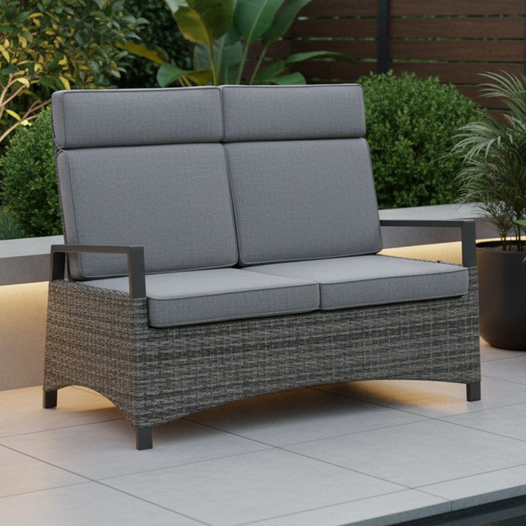 Spisesofa ute Vivera flettverk med puter 140 cm forfra