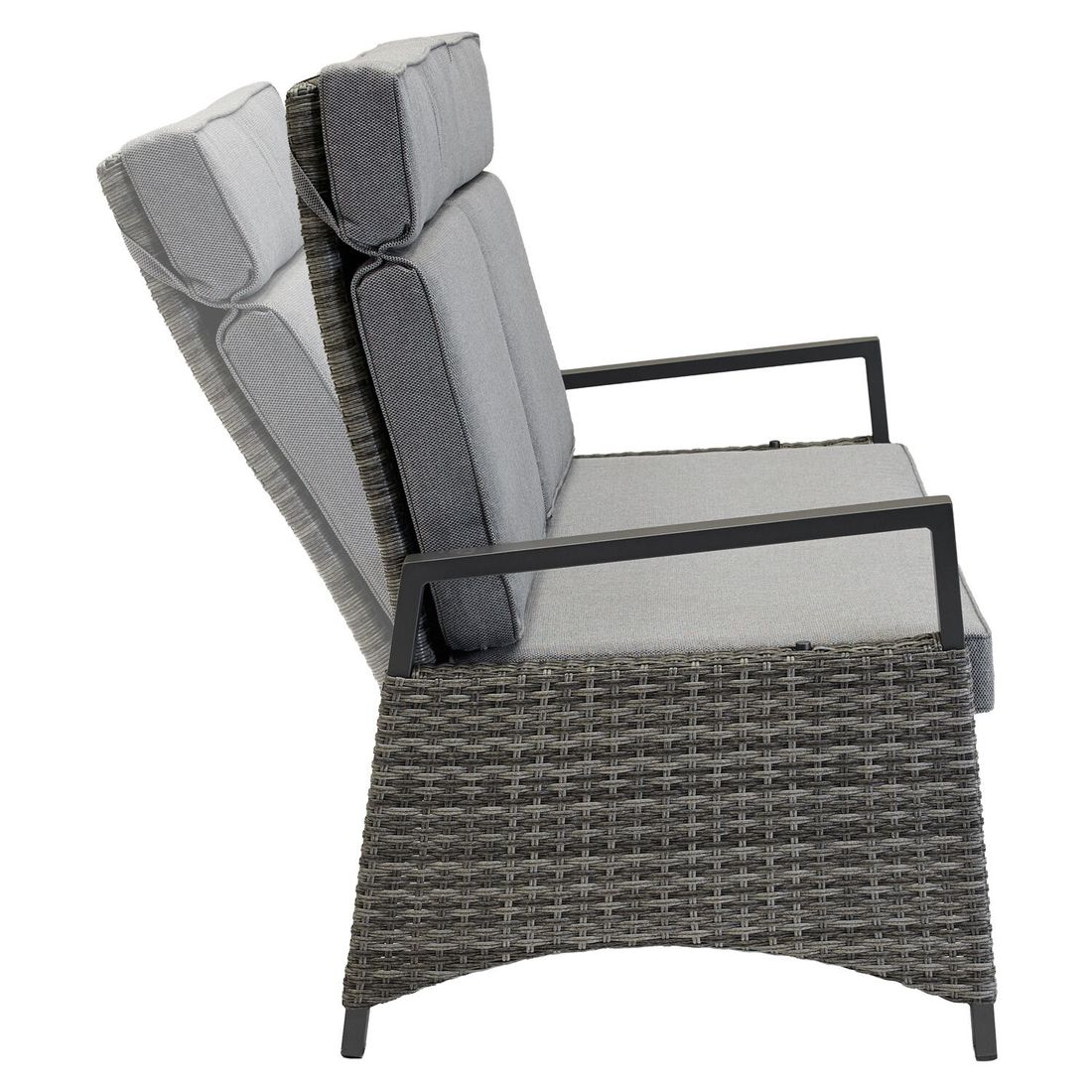 Spisesofa ute Vivera flettverk med puter 140 cm i salt&pepper-farge