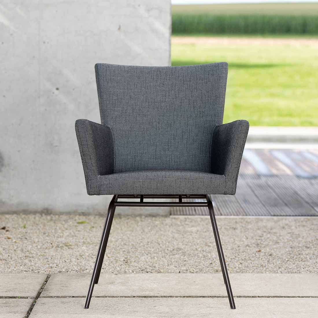Spisestol ute Artus VIP rustfritt stål/Sunbrella 63x63 cm bakside