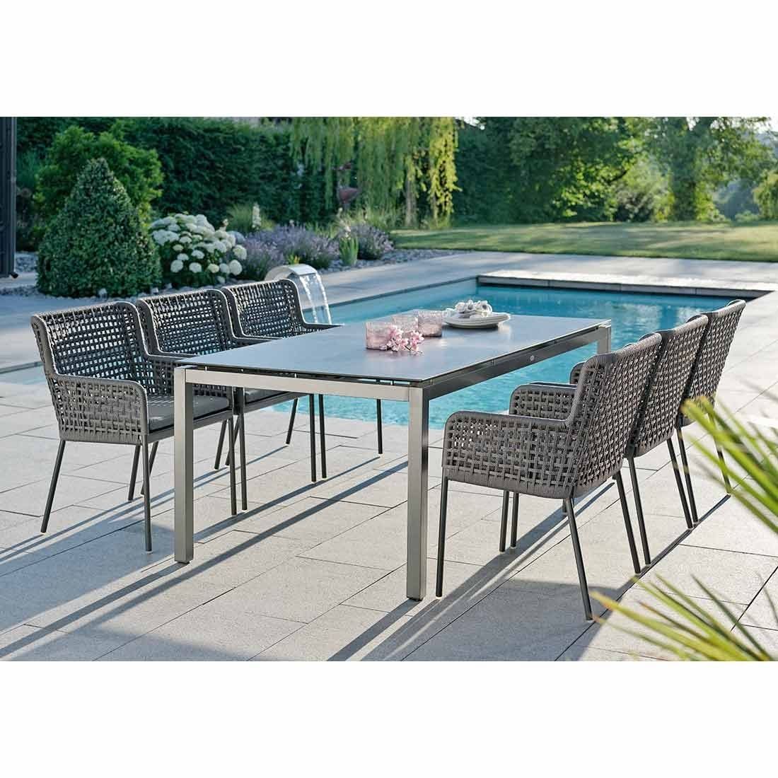 Spisestol ute Greta aluminium tau 62x62 cm bakside