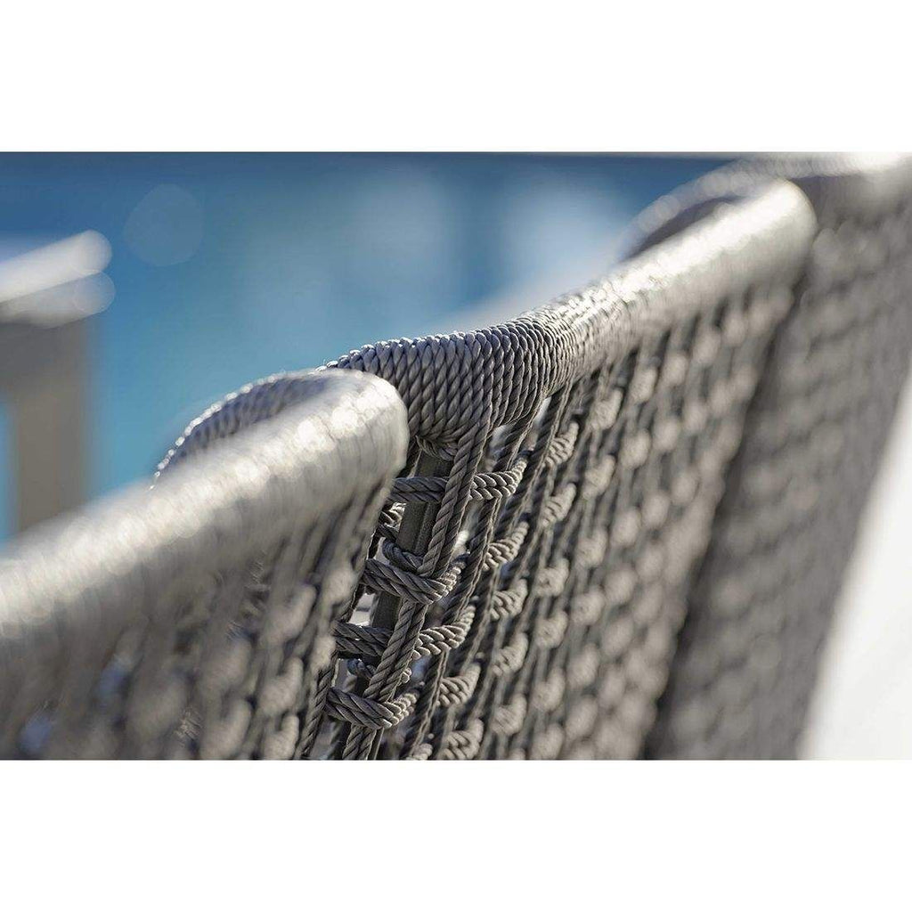Spisestol ute Greta aluminium tau 62x62 cm nærbilde av tekstil