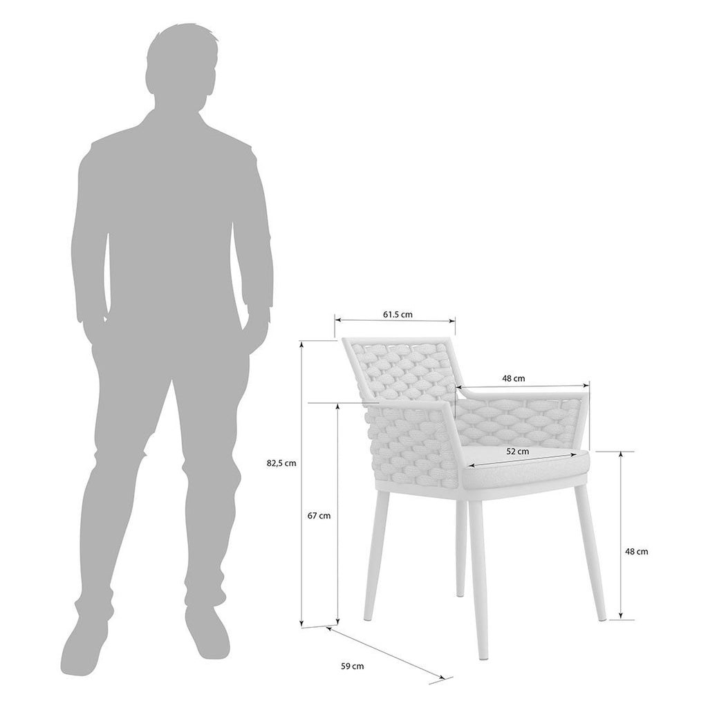 Spisestol ute Leon aluminium tau olefin detalj av materiale