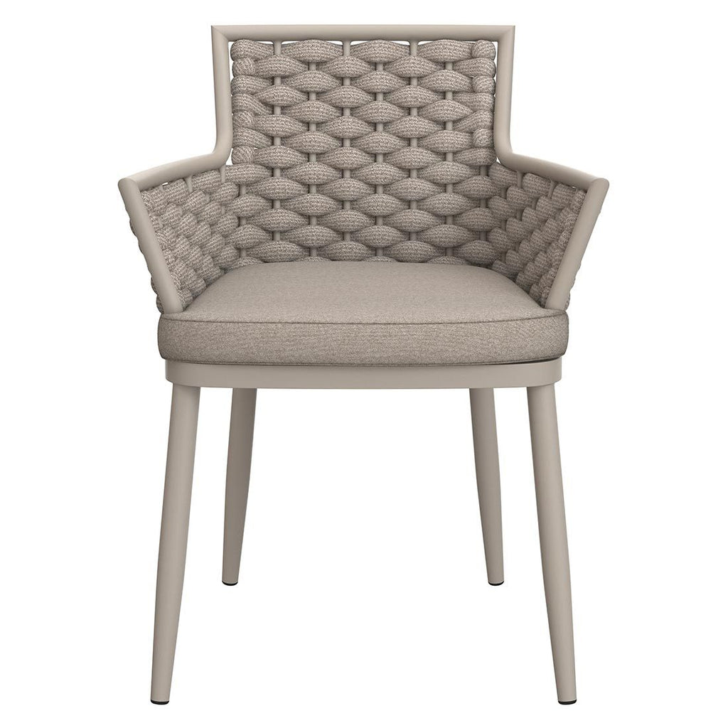 Spisestol ute Leon aluminium tau olefin montert på terrasse