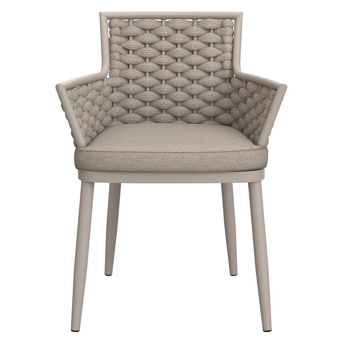 Spisestol ute Leon aluminium tau olefin montert på terrasse