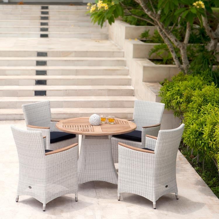 Spisestol ute Loomus polyrotting med teak-armlener Zebra bakside