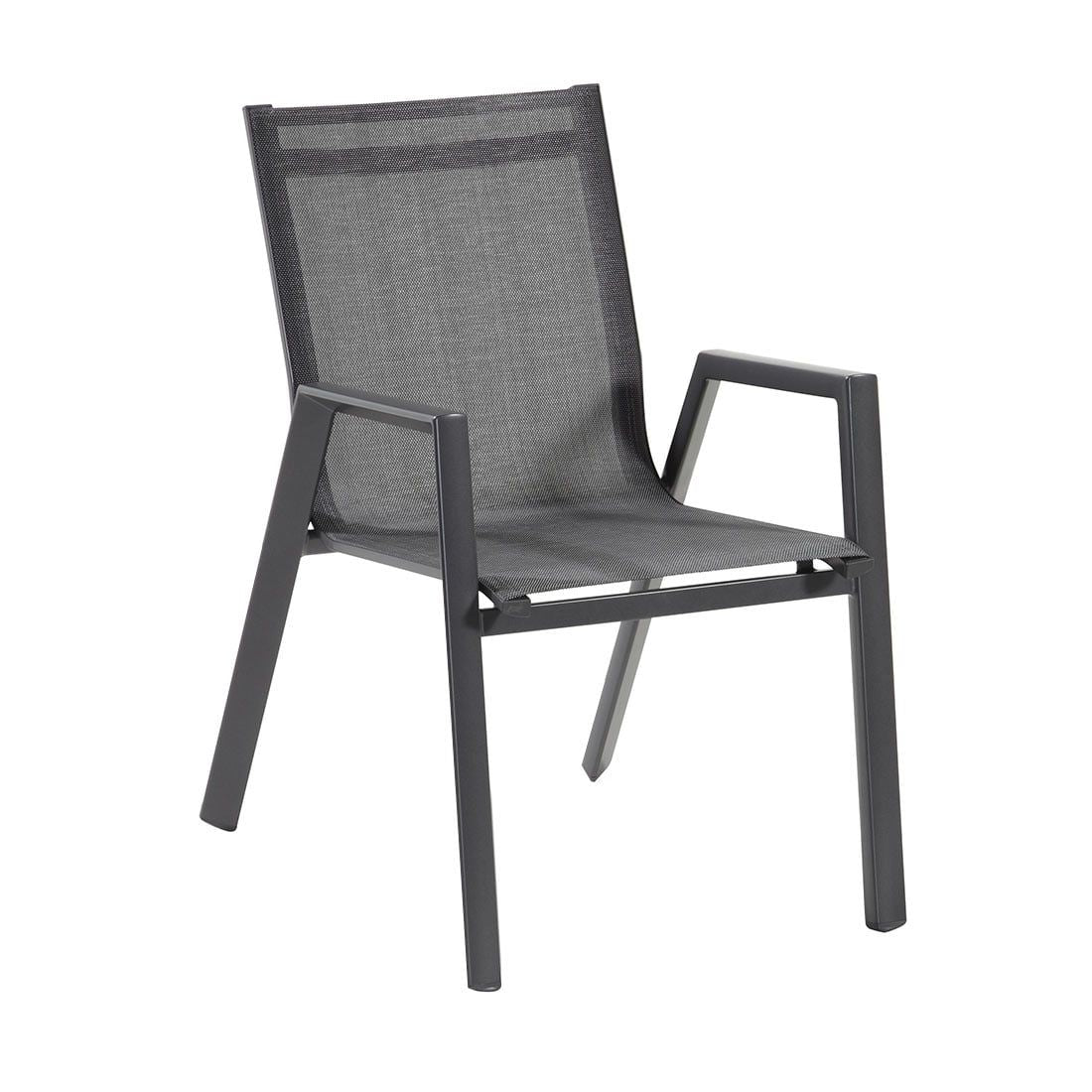 Stabelstol med armlener Aruba aluminium/textilen Hartman forfra