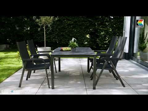 Stabelstol med armlener Basic+ Premium aluminium/textilen - Kettler bakside