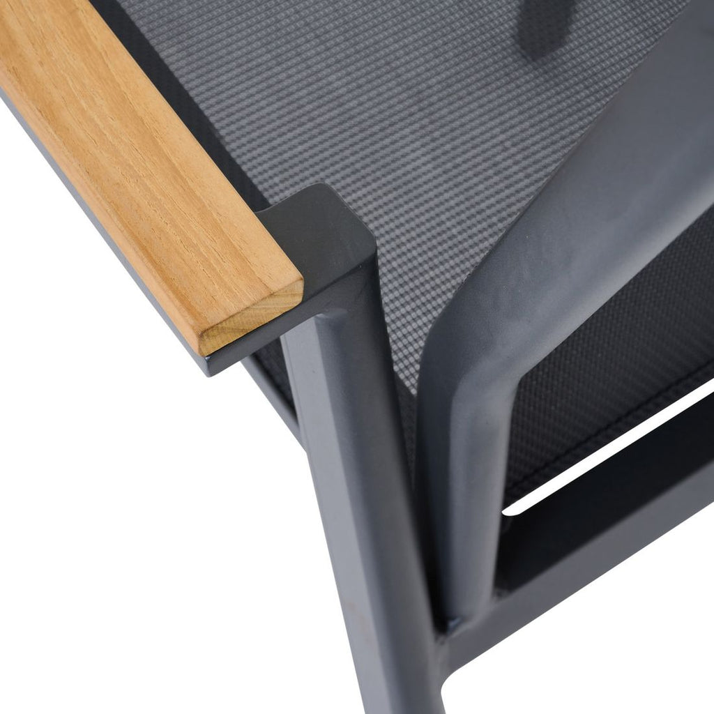 Stabelstol Bologna aluminium/textilen, antrasitt sideprofil