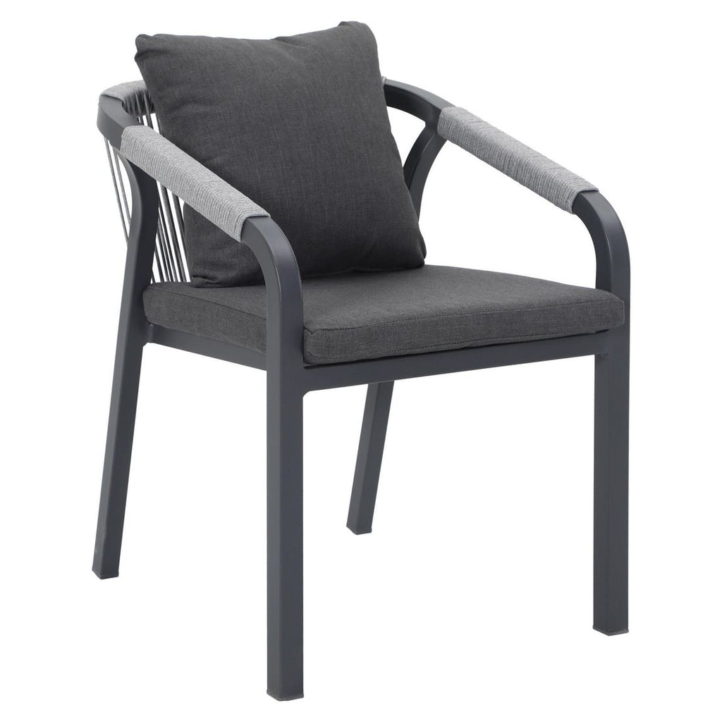 Stabelstol Bordeaux aluminium med sitte- og ryggpute forfra