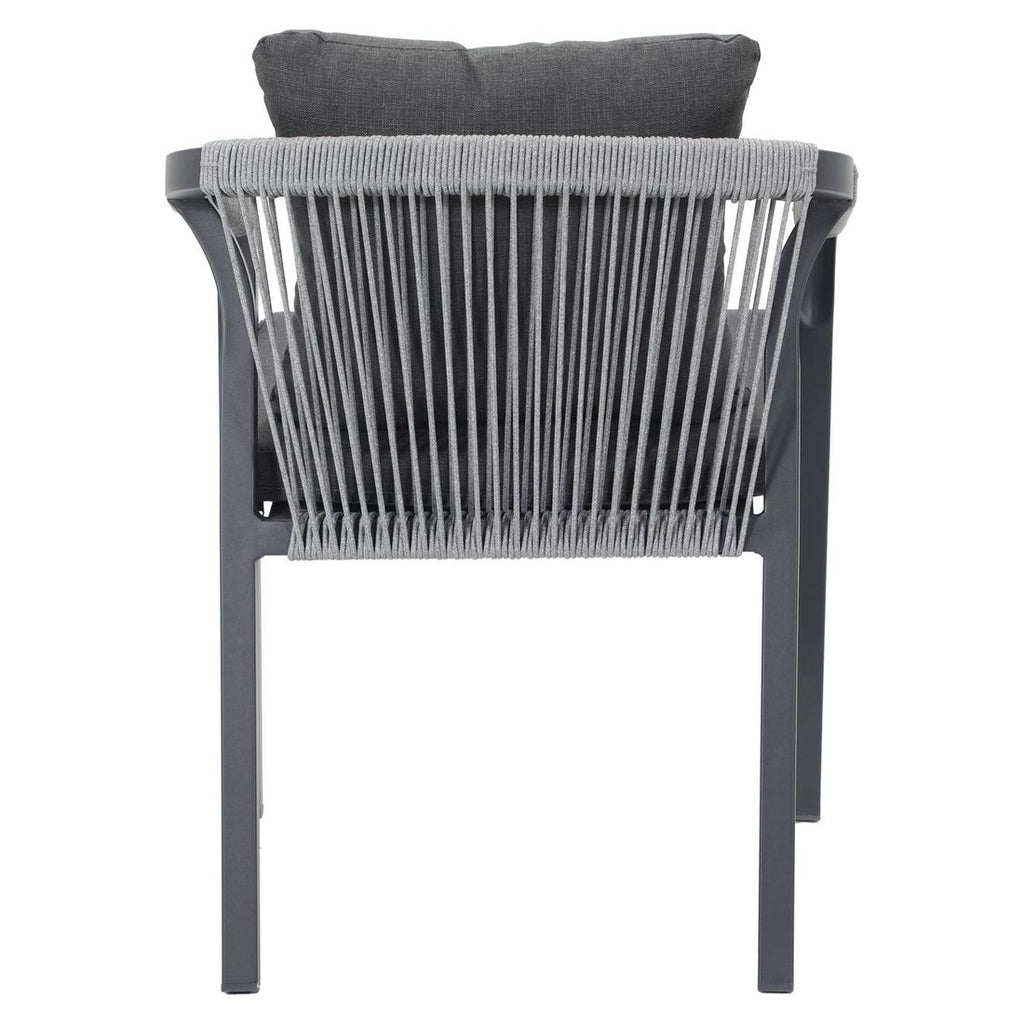 Sideprofil av Stabelstol Bordeaux aluminium med sitte- og ryggpute