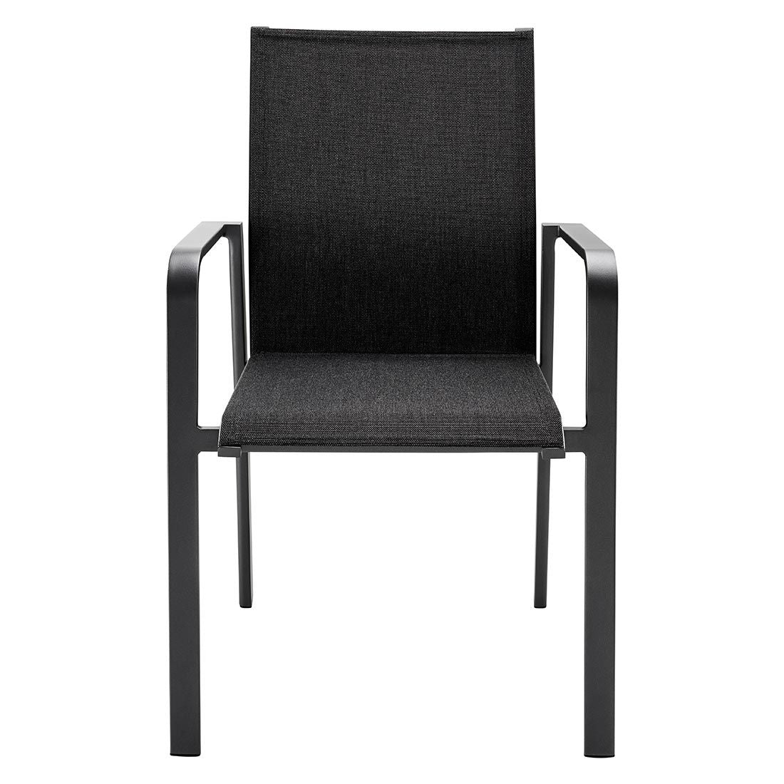 Stabelstol ute Breeze aluminium/textilen 58x65 cm montert på terrasse