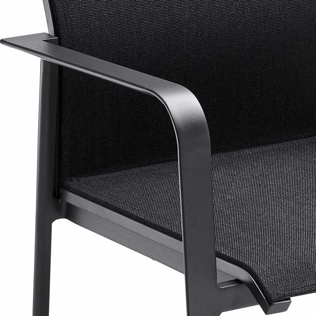 Stabelstol ute Breeze aluminium/textilen 58x65 cm sideprofil