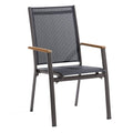 Stabelstol ute Cadiz aluminium/textilen med teak-armlener Sieger for terrasse