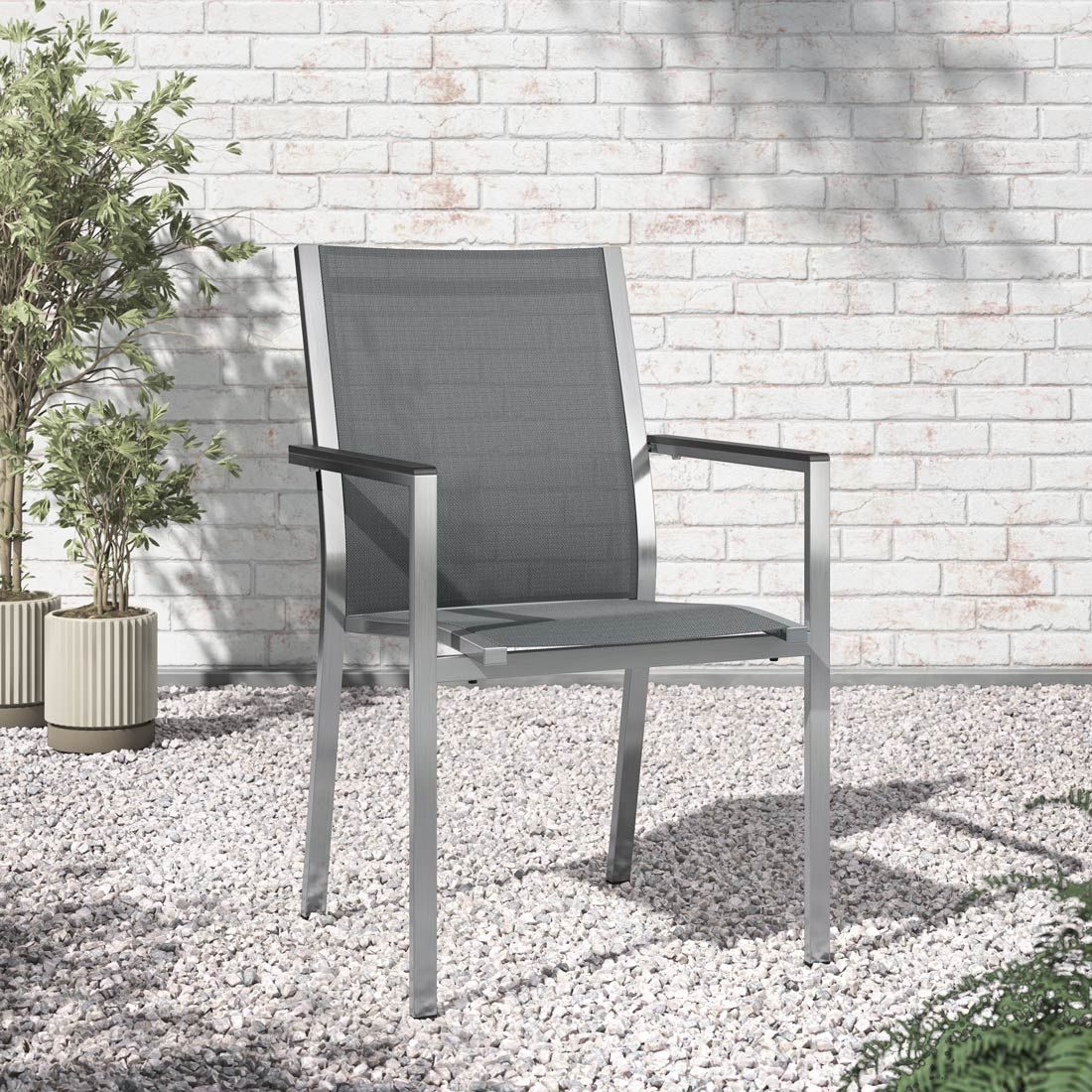 Stabelstol Cardiff rustfritt stål/textilen 57 cm bakside