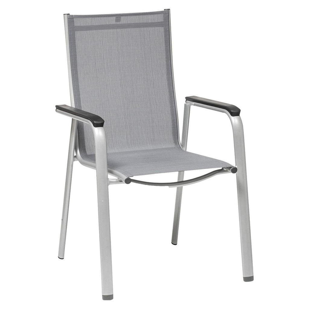 Stabelstol ute Cirrus Silver-Line aluminium/textilen bakside