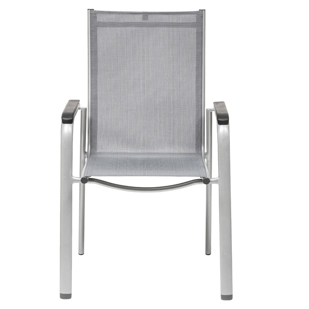 Detalj av Stabelstol ute Cirrus Silver-Line aluminium/textilen materiale