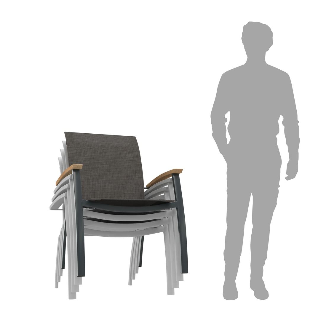 Stabelstol med armlener Davos aluminium tekstilen stablet