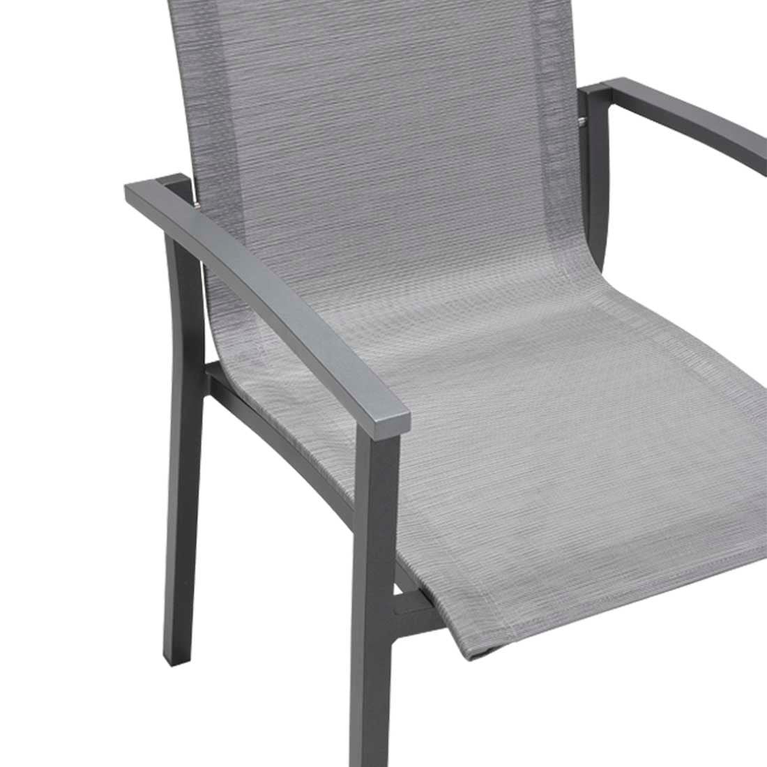 Detalj av tekstilen sitteflate på Stabelstol Evoee aluminium/textilen 56x65 cm - Stern