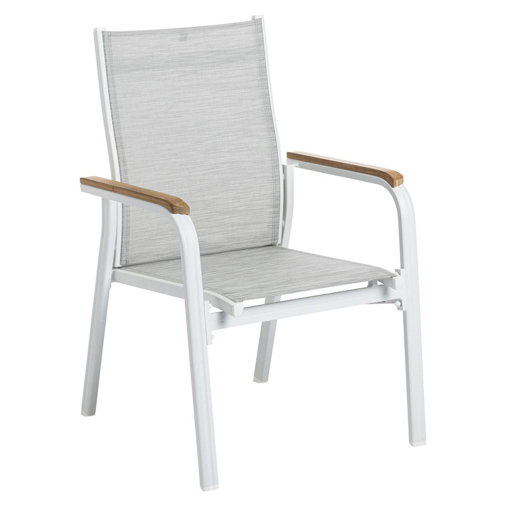 Stabelstol med armlener Granada aluminium/textilen - Kettler forfra