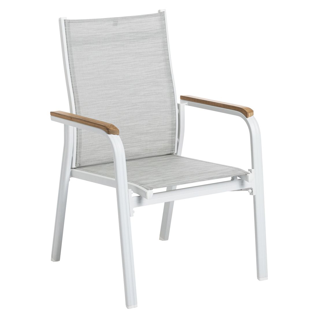 Stabelstol med armlener Granada aluminium/textilen - Kettler forfra