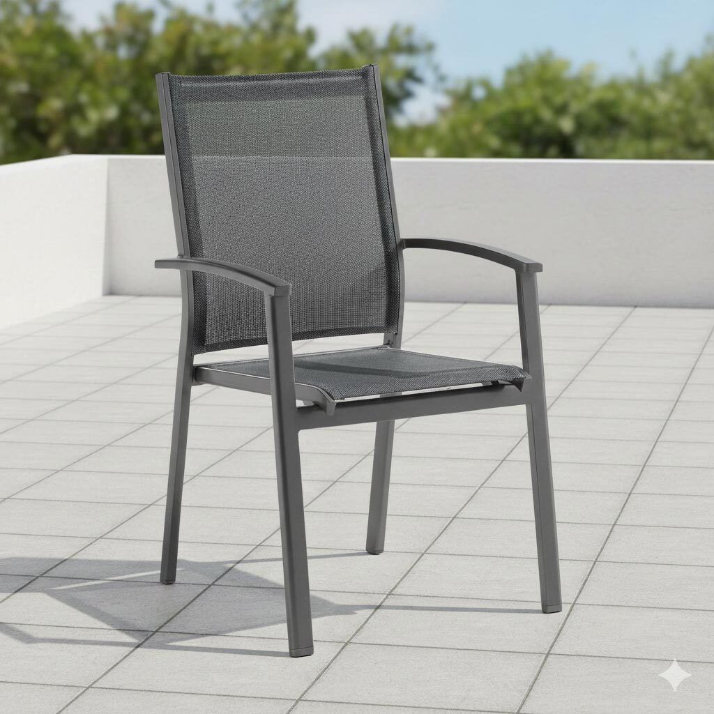 Stabelstol ute Lima aluminium/textilen 57x62 cm - Sieger bakside