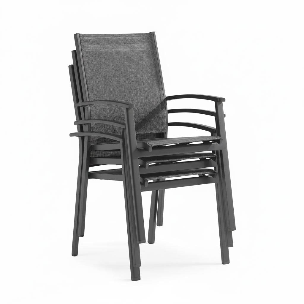 Stabelstol ute Lima aluminium/textilen 57x62 cm - Sieger montert i hage
