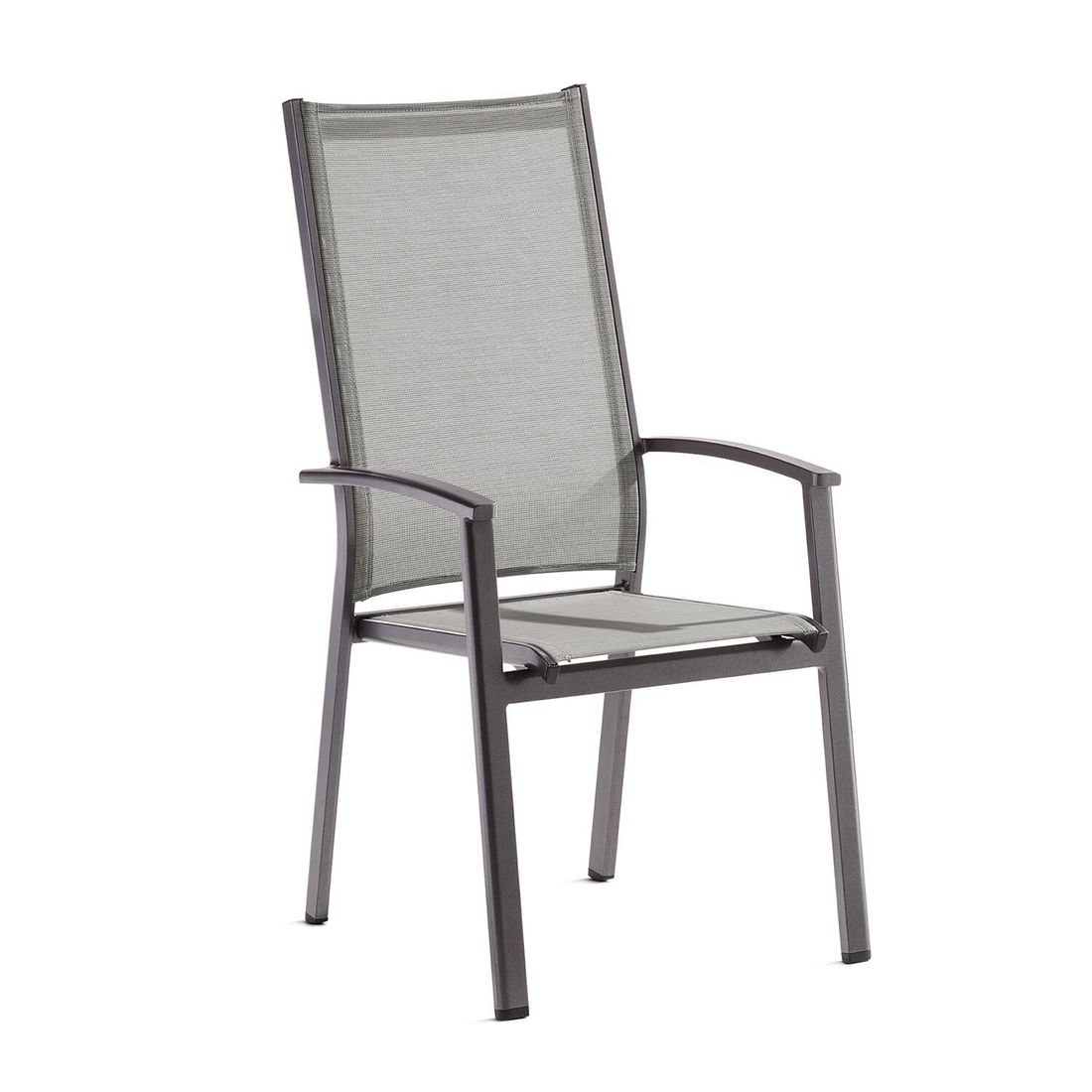 Stabelstol ute Lima høyrygg aluminium/textilen - Sieger forfra