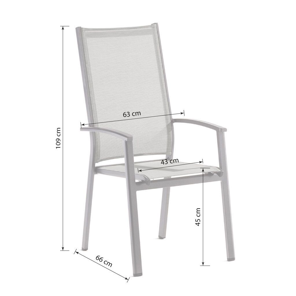 Stabelstol ute Lima høyrygg aluminium/textilen - Sieger detalj av tekstilene sitteflate