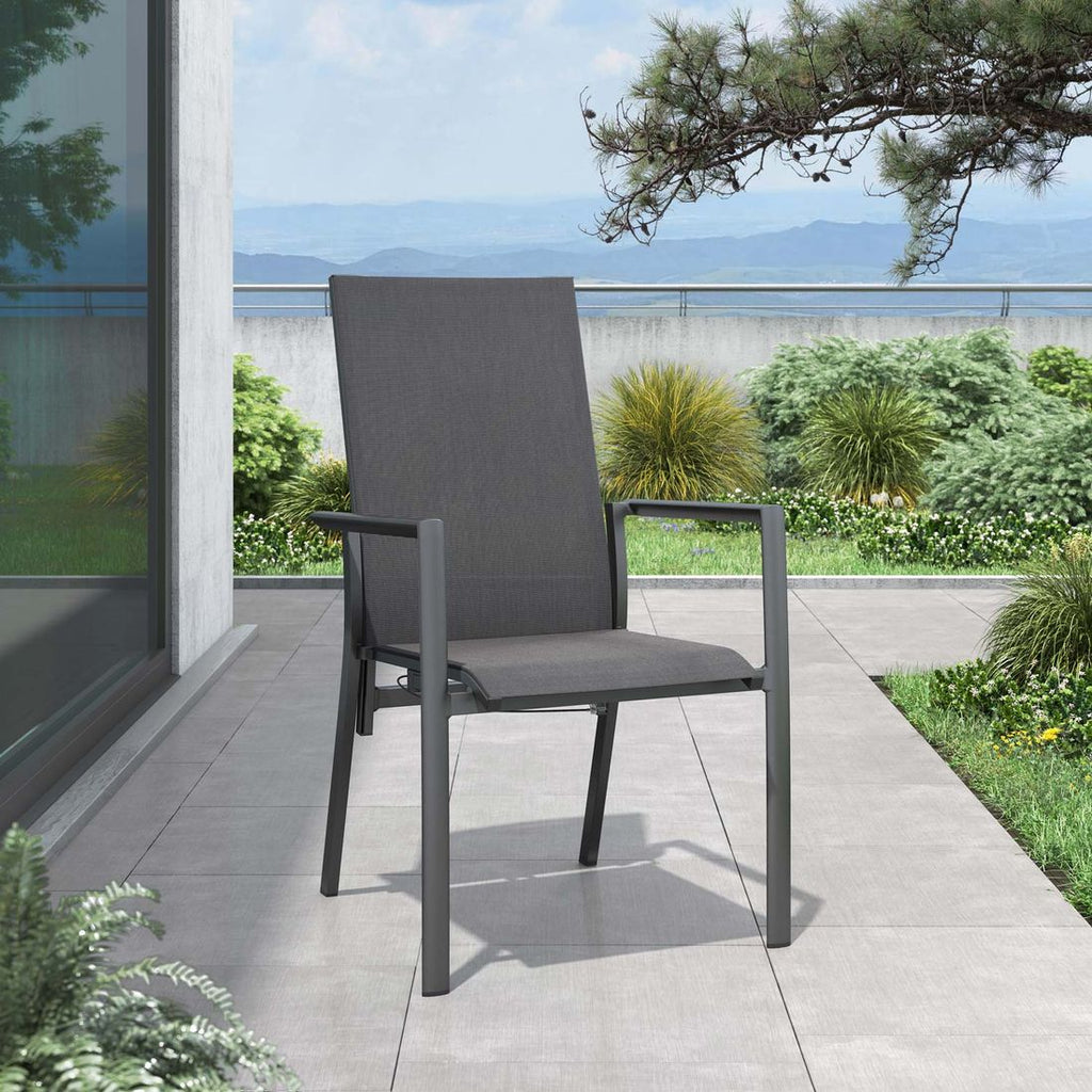 Stabelstol Lucca med regulerbar rygg aluminium/textilen bakside