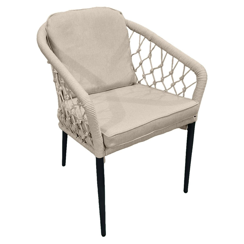 Stabelstol Lugano aluminium tau med puter antrasitt beige forfra