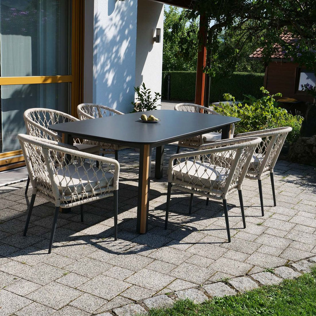 Sidelook Stabelstol Lugano aluminium tau med puter antrasitt beige