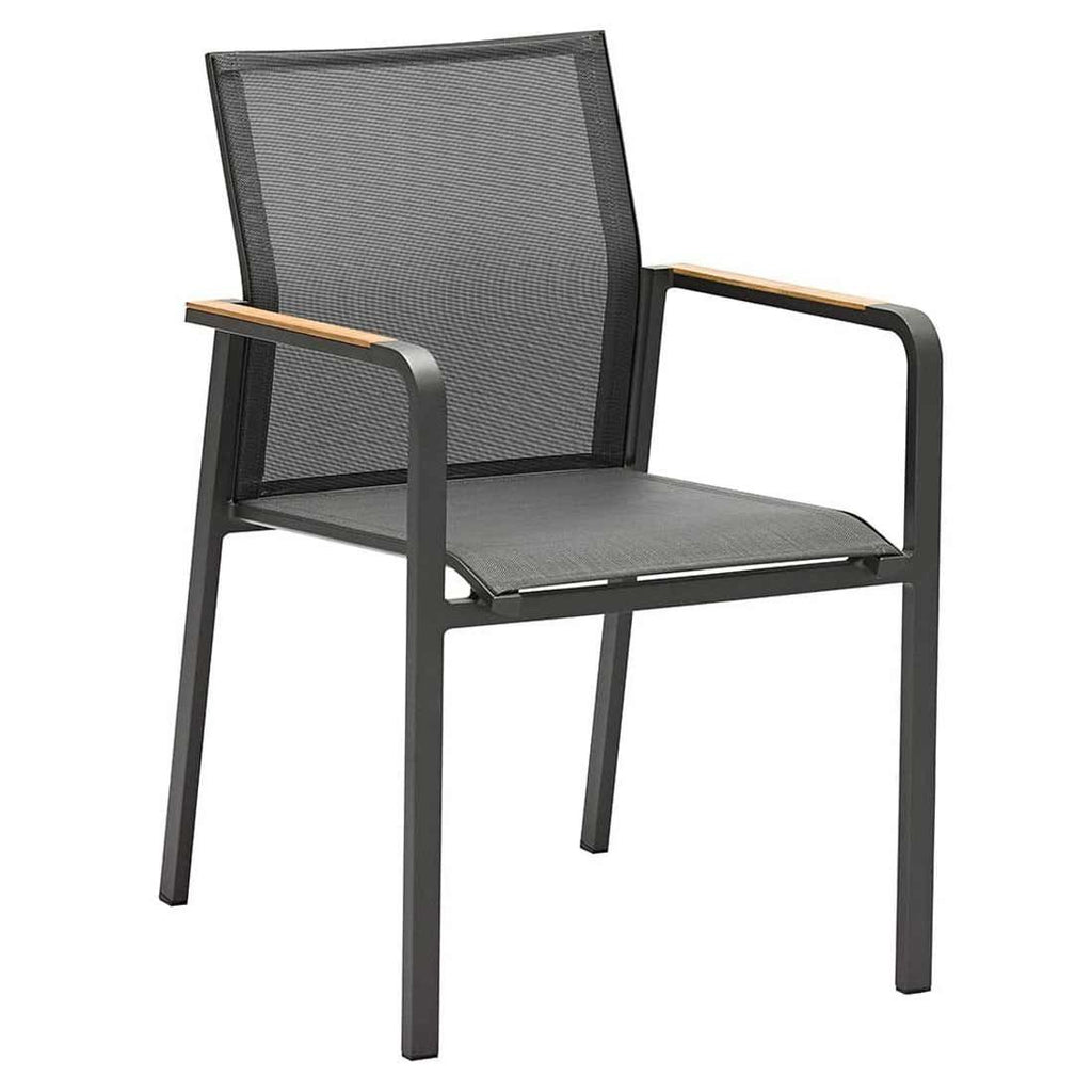 Stabelstol med armlener Bee aluminium/textilen - Zebra forfra i Graphit og Carbon Grey