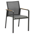 Stabelstol med armlener Bee aluminium/textilen - Zebra forfra i Graphit og Carbon Grey