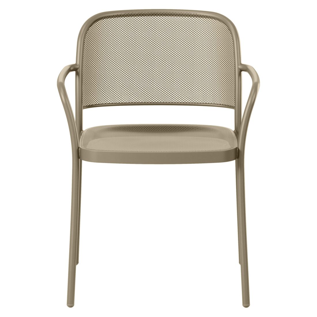 Montert Stabelstol med armlener Café stål taupe 58x57 cm på terrasse